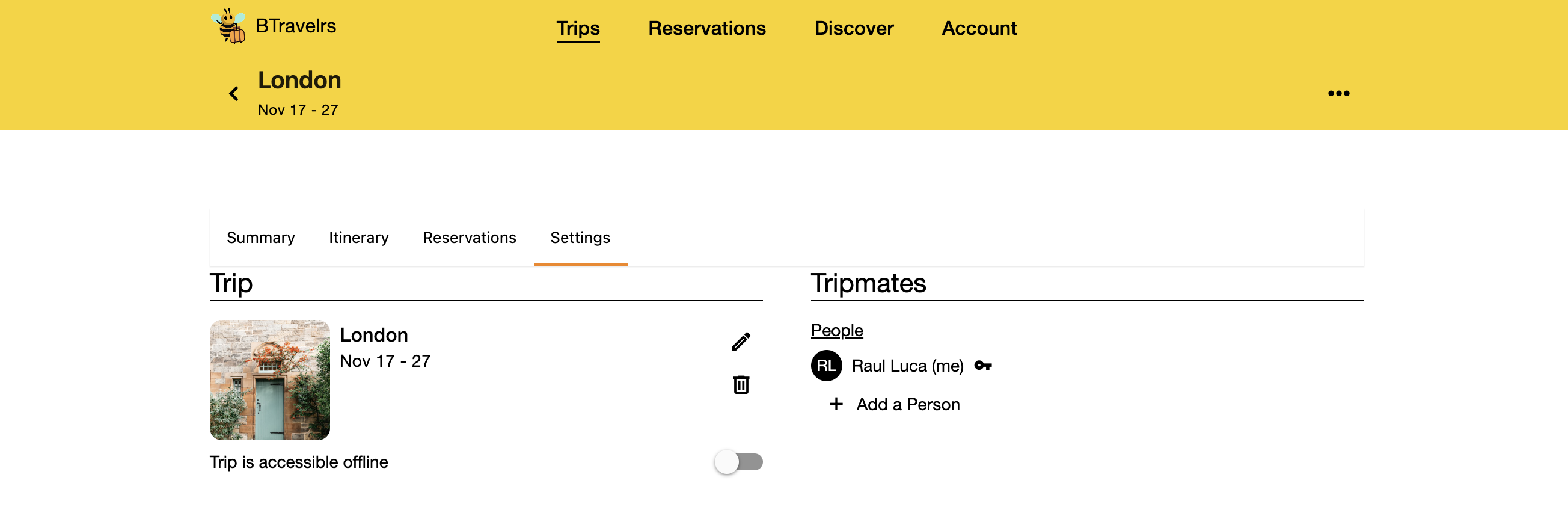 Trip Settings on Web